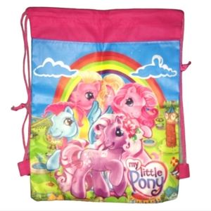 MY LITTLE PONY Drawstring Backpack Bag Nostalgia Retro Rainbow Original 80s 90s